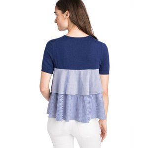 Vineyard Vines Mixed Media Tiered Sweater Blue M